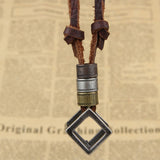 100% Genuine Leather Pendant Necklace - Geometric