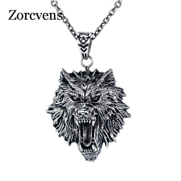 316L stainless steel wolf necklace