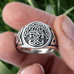 Viking Tree of Life Yggdrasil Ring, Stainless Steel