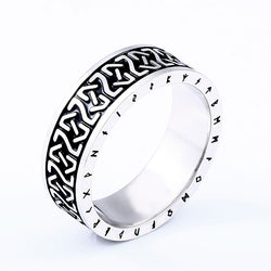Viking Runes of Protection Ring, Stainless Steel