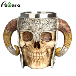 Viking Skull Horn Mug, Stainless Steel