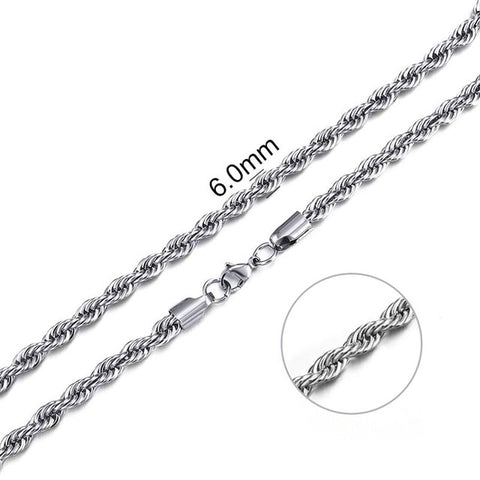 2mm-7mm Rope Chain Necklace, Stainless Steel – Viking Merchant
