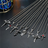 1PC  Vintage Metal Rose Cross Skeleton Necklace