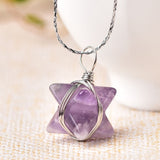 1PC Natural Crystal Quartz Merkaba Pendant Stone Pendulum Necklace