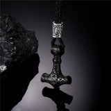 Viking Thor's Hammer Mjolnir Rune Amulet Necklace, Stainless Steel