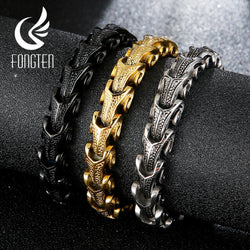 Dragon Snake Link Chain Bracelet, Stainless Steel
