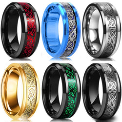 Men's Stainless Steel Dragon Ring - 6-13 sizes available