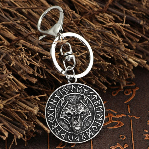 Norse Spirit Stainless Steel Wolf Head Keychain