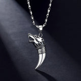 Silver Plated Wolf's Head/ Fang Necklace