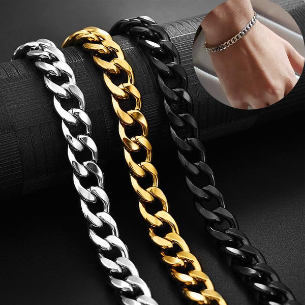 Men's Stainless Steel Dragon Sanskrit Vintage Link Bracelet - Polished & Blackened (22.5 Cm)