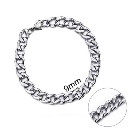 Gold Plated Stainless Steel Curb Link Chain Bracelet - Adjustable 7" To 11" Lobster Clasp