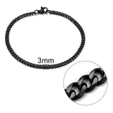 3-11 mm Cuban Link Chain Bracelet, Stainless Steel