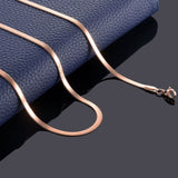 3mm Flat Snake Chain Necklace, Stainless Steel