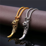 Wolf Tooth Pendant Necklace Dragon Head N048