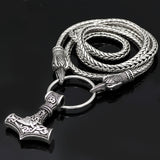 Viking Metal Cord Odin's Ravens Of Thor's Hammer Mjolnir Necklace NLID005 2