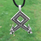 Viking Merchant - Wolf Heads Rune Pendant Necklace N035